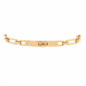 Hermes Small Kelly Chaine Bracelet 18K Yellow Gold with Diamonds